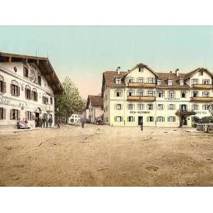 Vintage Travel Poster   Hotel Wittelsbacherhof Oberammergau Upper 