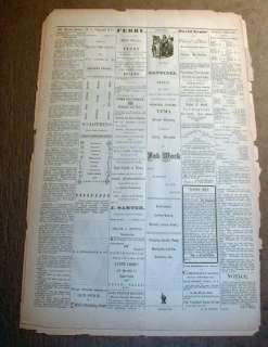 Rare ORIGINAL 1876 Yuma ARIZONA TERRITORY newspaper ARIZONA SENTINEL 