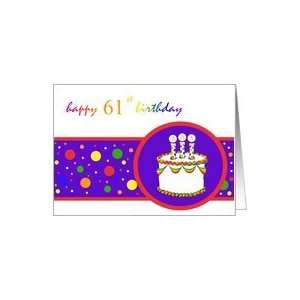  61st Happy Birthday Cake rainbow design Card Toys & Games