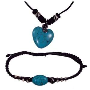  Man Made Turquoise Necklace & Bracelet Set Everything 