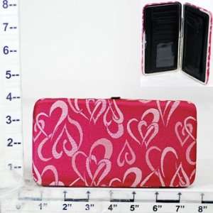   Wallet ~ Flat Hinged PVC Frame ~ Crazy Hearts ~ Pink 