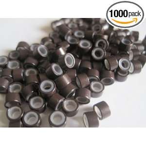  1000 PCS 5mm Brown Silicone Lined Micro Links Rings Beads 