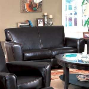   Love Seat by Coaster   Black Bicast Leather