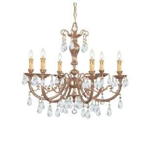 Ornate Cast Brass Chandelier Accented with Swarovski Elements Crystal 