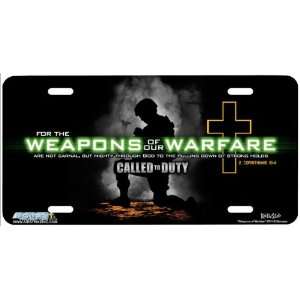  7211 Weapons of Warfare Christian License Plate Car Auto 