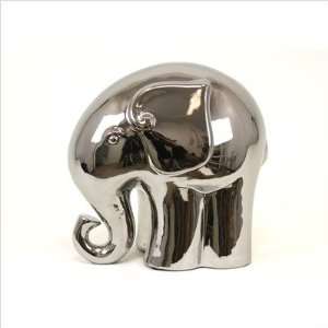  Silver Ceramic Elephant Statue in Metallic Finish Size 