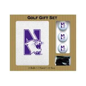 Northwestern Wildcats Screen Printed Towel, 3 balls and 12 tees gift 