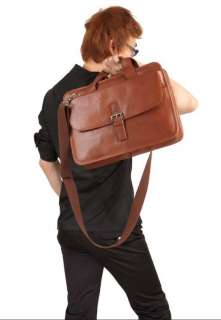 New Brown Classic Mens Genuine Leather Laptop Briefcase Shoulder Bag 