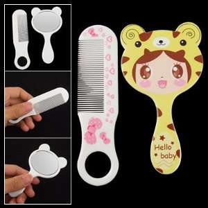  Smiling Face Bear Shape Oval Mirror Heart Printed Comb 