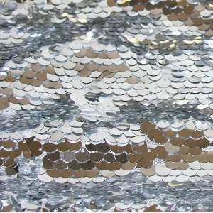  58 Wide Sequined Tulle Scales Silver Fabric By The Yard 
