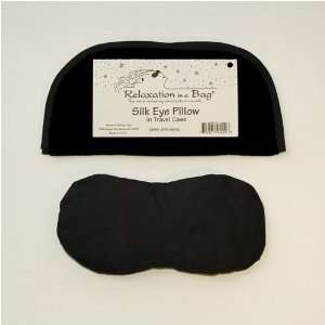 Black Contoured Silk Eye Pillow Filled with Flax Seed in Black Velvet 