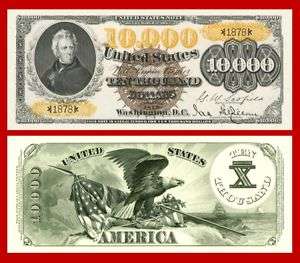 1878 $10,000 JACKSON U.S. NOTE   OVERSIZED COPY  
