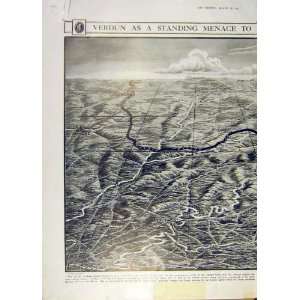  Verdun Map Sketch German Morrell France Ww1 War 1916