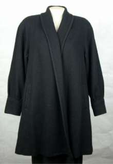 MISS NEW YORKER Womens WOOL BLEND Long Black SWING Coat Jacket size L 