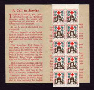 1918 2 Red Cross Christmas Seals Booklet Pane & Cover  