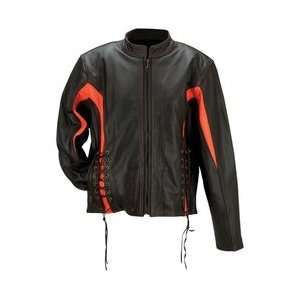  Genuine Buffalo Leather Orange/Black Ladies Jacket 3XL 