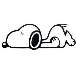    Peanuts Snoopy Laying Down Vinyl Decal 7 BLACK Automotive