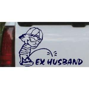 Pee on Ex Husband Funny Car Window Wall Laptop Decal Sticker    Navy 