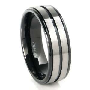   Polish / Matte Finish Black Titanium ring Wedding Band Sz 7.5 Jewelry