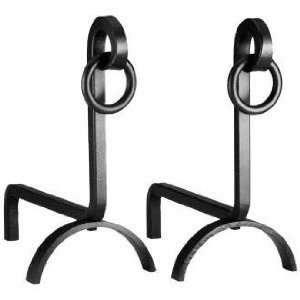  Set of Two Black Ring Andirons