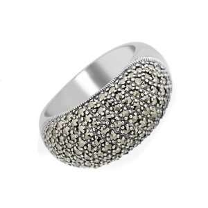  Silver Pave Set Marcasite Ring Size 7.5 Jewelry