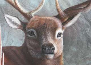 Yellowstone Winter Snow Landscape Animals Buck Deer 24X36 Oil Painting 