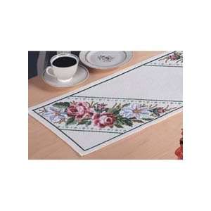  Red Roses and White Daisies Table Runner Counted Cross 