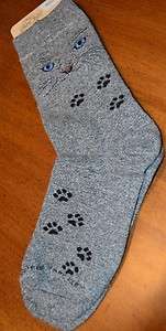 Cat Lover Socks   CAT FACE WITH PAWPRINTS   GREY HEATHER  