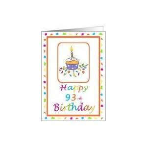  93 Years Old Lit Candle Cupcake Birthday Party Invitation 