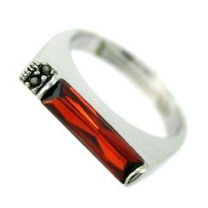   Bands   Genuine Marcasite & Ruby Red CZ Silver Band/Ring Jewelry