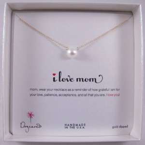 Dogeared Gold Dipped I Love Mom Necklace with Large Pearl 18  