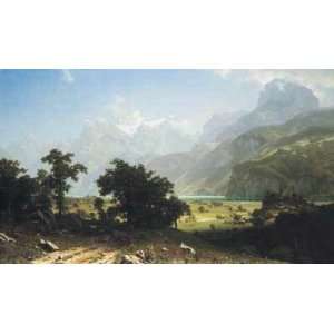 Albert Bierstadt 40W by 23H  Lake Lucerne CANVAS Edge #5 3/4 L&R 
