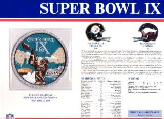 1975 NFL Super Bowl IX Patch Steelers vs Vikings W&W  