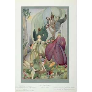  1933 Print Meeting Davies Fairies King Princess Fantasy 
