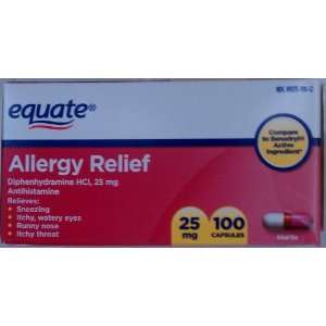  Equate Allergy Relief Diphenhydramine HCI, 25 mg Compare 