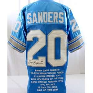 com Signed Barry Sanders Stat Jersey   JSA   Autographed NFL Jerseys 