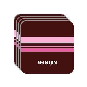 Personal Name Gift   WOOJIN Set of 4 Mini Mousepad Coasters (pink 