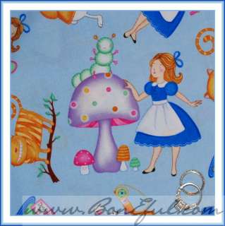 BOOAK Fabric Alice in Wonderland Dress Disney Mushroom Cat Blue Pink 