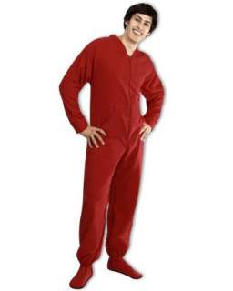  Red Cotton Flannel One Piece Footed Pajamas for Adults 