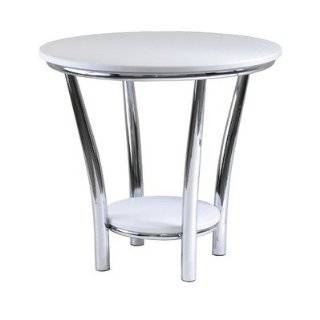 Winsome 93519 Maya Round End Table, White/Silver
