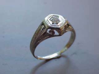 W6807  Vintage   18k White Gold and Diamond Ring   1920s   Old Mine 