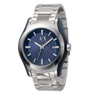 Brand new Authentic Armani Exchange Silver Steel Blue Date Men Watch 