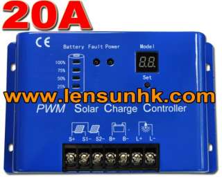 20A 12V solar panel charge controller/regulator 240W  