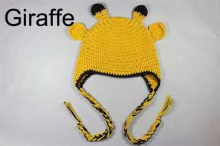 Cute Animal Crochet Knit Earflap Hat Baby Child Girl Boy Giraffe Frog 