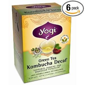   Kombucha Decaf, Herbal Tea Supplement, 16 Count Tea Bags (Pack of 6