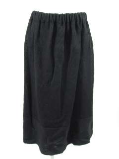 DESIGNER Black Knit Elastic Waist Below Knee Skirt Sz M  