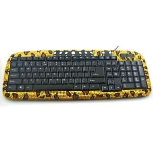  Leopard Crystal Rhinestone USB Computer Keyboard 