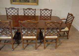 ENGLISH CHIPPENDALE DINING TABLE & GOTHIC CHAIR SET  