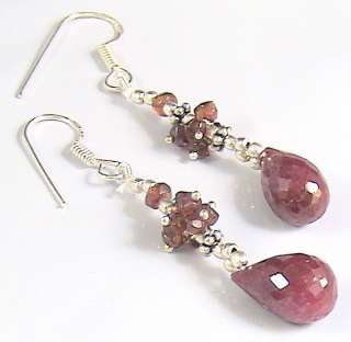 XCLUSIV DESIGNER 20Cts NATURAL GARNET AND RUBY EARRINGS IN STERLING 