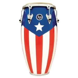   Wood 12 1/2 Tumbadora (Puerto Rico Flag/Chrome) Musical Instruments